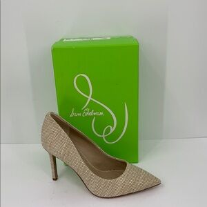 Sam Edelman Hazel pointed toe stiletto pumps shoe woven texture tan new 6 WIDE
